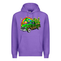 Purple st patricks shamrock gold rainbow balloon candy truck Premium Hoodie - FaDigitalArtStudio