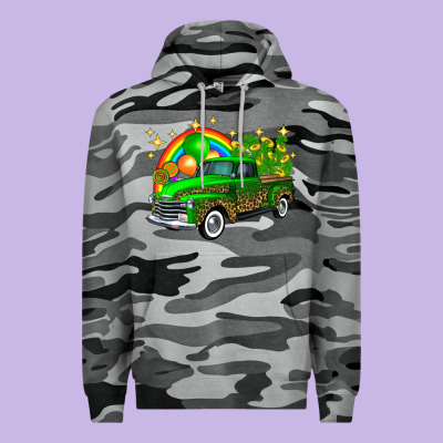 St Patricks Shamrock Gold Rainbow Balloon Candy Truck Premium Hoodie Designed By Fadigitalartstudio