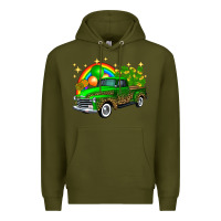 Army Green st patricks shamrock gold rainbow balloon candy truck Premium Hoodie - FaDigitalArtStudio