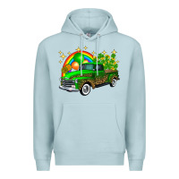 Blue Mist st patricks shamrock gold rainbow balloon candy truck Premium Hoodie - FaDigitalArtStudio