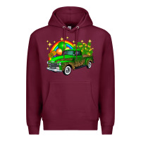 Burgundy st patricks shamrock gold rainbow balloon candy truck Premium Hoodie - FaDigitalArtStudio