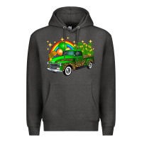 Charcoal Heather st patricks shamrock gold rainbow balloon candy truck Premium Hoodie - FaDigitalArtStudio