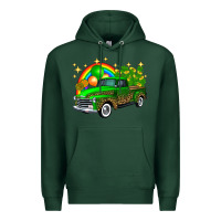 Sports Green st patricks shamrock gold rainbow balloon candy truck Premium Hoodie - FaDigitalArtStudio