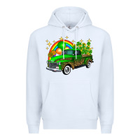 White st patricks shamrock gold rainbow balloon candy truck Premium Hoodie - FaDigitalArtStudio