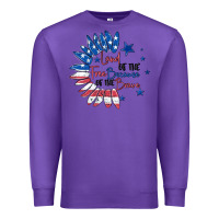 Purple land of the free because of the brave Premium Sweatshirt - MaliasSmallBusiness