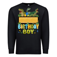 Black customized dinosaur birthday boy Premium Sweatshirt - MaliasSmallBusiness