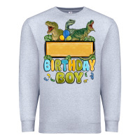 Heather Grey customized dinosaur birthday boy Premium Sweatshirt - MaliasSmallBusiness