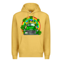 Antique Gold st patricks shamrock gold rainbow truck Premium Hoodie - FaDigitalArtStudio