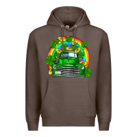 Coffee st patricks shamrock gold rainbow truck Premium Hoodie - FaDigitalArtStudio