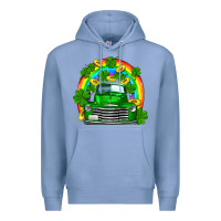 Colony Blue st patricks shamrock gold rainbow truck Premium Hoodie - FaDigitalArtStudio