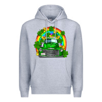 Heather Grey st patricks shamrock gold rainbow truck Premium Hoodie - FaDigitalArtStudio