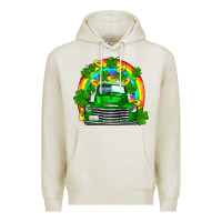 Oatmeal Heather st patricks shamrock gold rainbow truck Premium Hoodie - FaDigitalArtStudio
