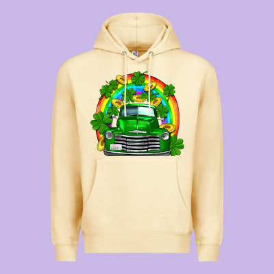 St Patricks Shamrock Gold Rainbow Truck Premium Hoodie Designed By Fadigitalartstudio