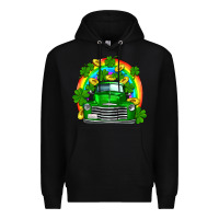 Black st patricks shamrock gold rainbow truck Premium Hoodie - FaDigitalArtStudio