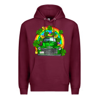 Burgundy st patricks shamrock gold rainbow truck Premium Hoodie - FaDigitalArtStudio