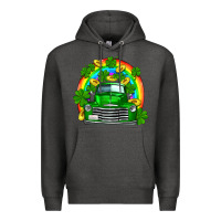 Charcoal Heather st patricks shamrock gold rainbow truck Premium Hoodie - FaDigitalArtStudio