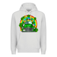 Dove Grey st patricks shamrock gold rainbow truck Premium Hoodie - FaDigitalArtStudio