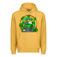 Mustard st patricks shamrock gold rainbow truck Premium Hoodie - FaDigitalArtStudio
