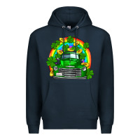 Navy st patricks shamrock gold rainbow truck Premium Hoodie - FaDigitalArtStudio