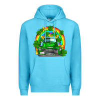 Ocean Blue st patricks shamrock gold rainbow truck Premium Hoodie - FaDigitalArtStudio