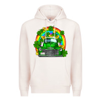Pale Pink st patricks shamrock gold rainbow truck Premium Hoodie - FaDigitalArtStudio