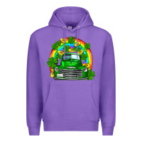 Purple st patricks shamrock gold rainbow truck Premium Hoodie - FaDigitalArtStudio