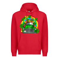 Red st patricks shamrock gold rainbow truck Premium Hoodie - FaDigitalArtStudio