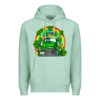 Seafoam st patricks shamrock gold rainbow truck Premium Hoodie - FaDigitalArtStudio