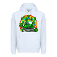 White st patricks shamrock gold rainbow truck Premium Hoodie - FaDigitalArtStudio