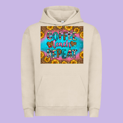 Coffee Teach Repeat Urban Hoodie Designed By Hra Design Shop