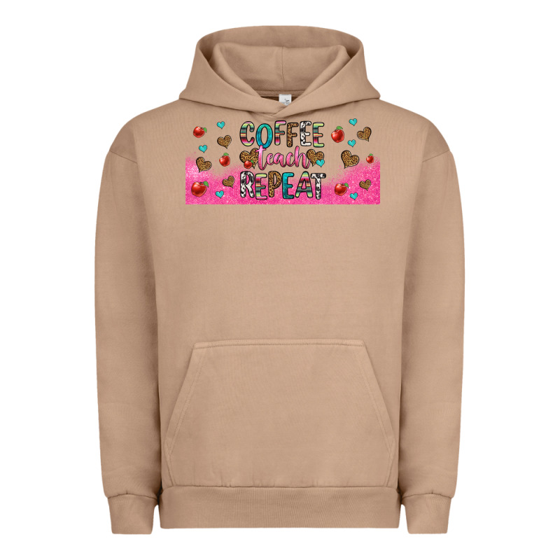 Coffee Teach Repeat Teacher Libbey Glass Urban Hoodie by HRA Design Shop | Teevron