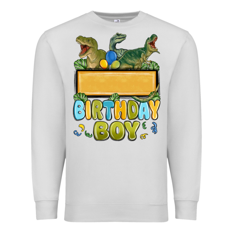 Customized Dinosaur Birthday Boy Premium Sweatshirt by MaliasSmallBusiness | Teevron
