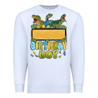 White customized dinosaur birthday boy Premium Sweatshirt - MaliasSmallBusiness