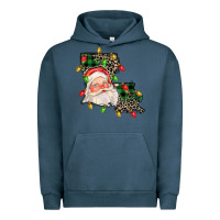 Pigment Midnight Navy Louisiana map christmas santa Urban Hoodie - FaDigitalArtStudio