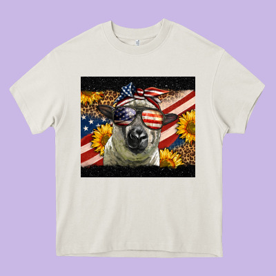 Western 4th Of July Sheep Heavy Core Tee Designed By Lillyallendesigns