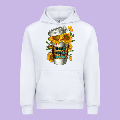 Mama Needs Coffee Cup Urban Hoodie Designed By Fadigitalartstudio