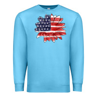 Ocean Blue american flag sunflower Premium Sweatshirt - MaliasSmallBusiness