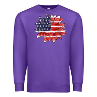 Purple american flag sunflower Premium Sweatshirt - MaliasSmallBusiness