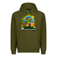 Army Green st patricks shamrock gold beer truck Premium Hoodie - FaDigitalArtStudio