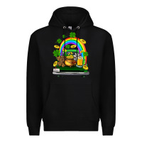 Black st patricks shamrock gold beer truck Premium Hoodie - FaDigitalArtStudio