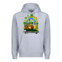 Heather Grey st patricks shamrock gold beer truck Premium Hoodie - FaDigitalArtStudio