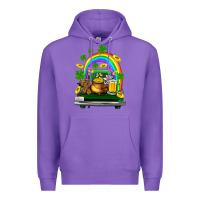 Purple st patricks shamrock gold beer truck Premium Hoodie - FaDigitalArtStudio