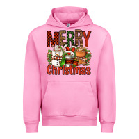 Fuchsia Pink Merry Christmas Coffee Cups Urban Hoodie - FaDigitalArtStudio