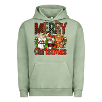 Pigment Oil Green Merry Christmas Coffee Cups Urban Hoodie - FaDigitalArtStudio