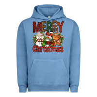 Pigment Pebble Blue Merry Christmas Coffee Cups Urban Hoodie - FaDigitalArtStudio