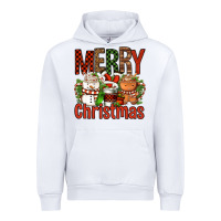 White Merry Christmas Coffee Cups Urban Hoodie - FaDigitalArtStudio