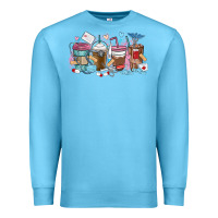 Ocean Blue nurse elements coffee cups Premium Sweatshirt - MaliasSmallBusiness