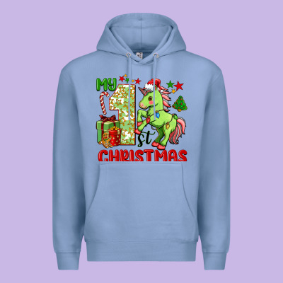 My First Christmas Unicorn Premium Hoodie Designed By Fadigitalartstudio