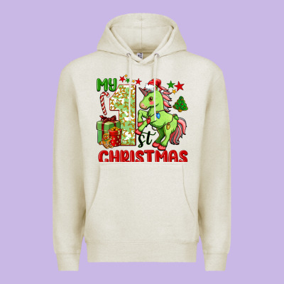 My First Christmas Unicorn Premium Hoodie Designed By Fadigitalartstudio