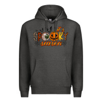 Charcoal Heather spooky season Premium Hoodie - RacoonDesign